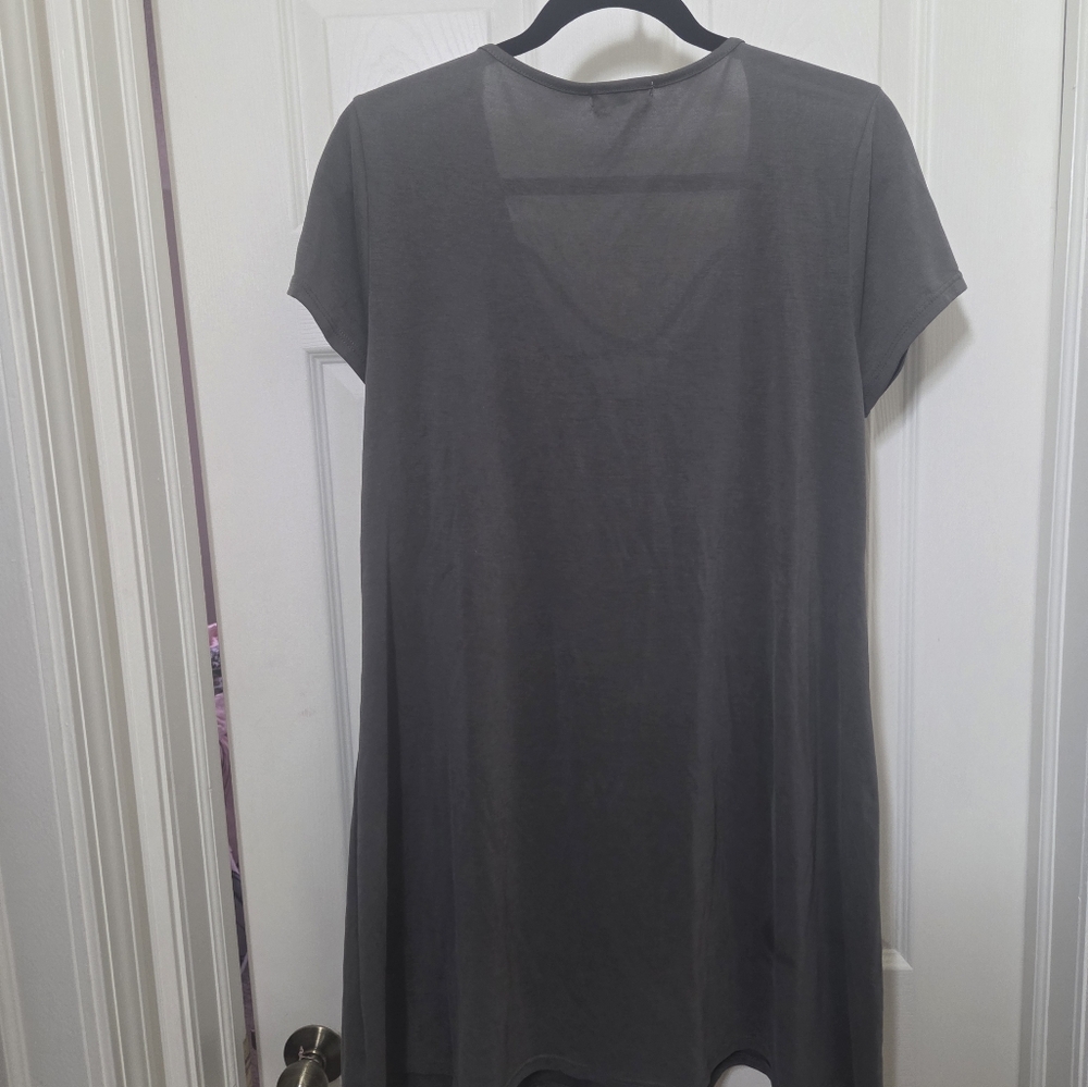 Gray Relaxed Crew Neck Short Sleeve Tee